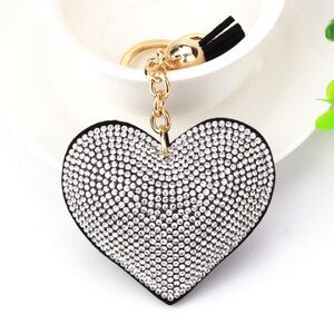 Heart Shaped Rhinestone Bag Charm